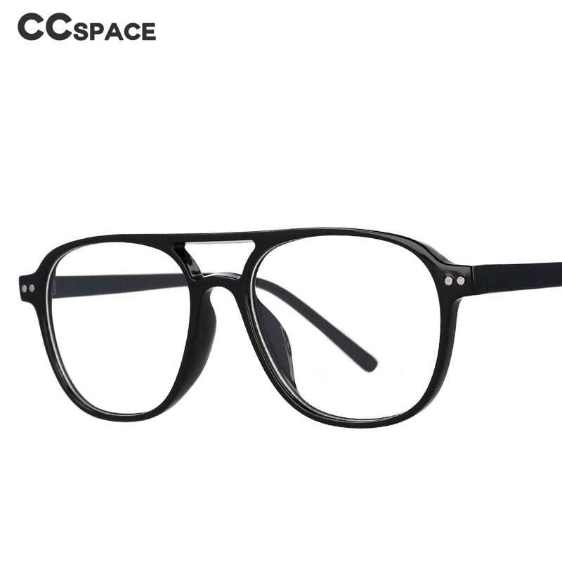 CCspace Unisex Full Rim Square Resin Double Bridge Frame Eyeglasses 53120 Full Rim CCspace   