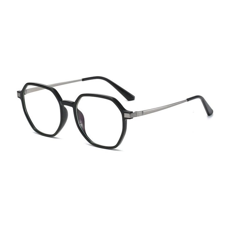 Handoer Unisex Full Rim Polygonal Round Tr 90 Eyeglasses Tr2330 Full Rim Handoer Black  