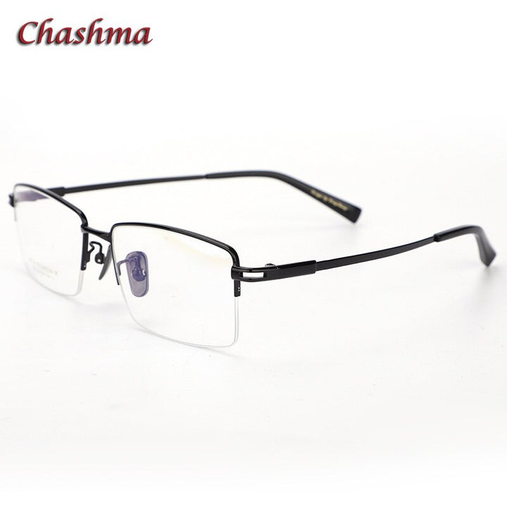 Chashma Ochki Men's Semi Rim Square Titanium Eyeglasses 0205 Semi Rim Chashma Ochki Black  