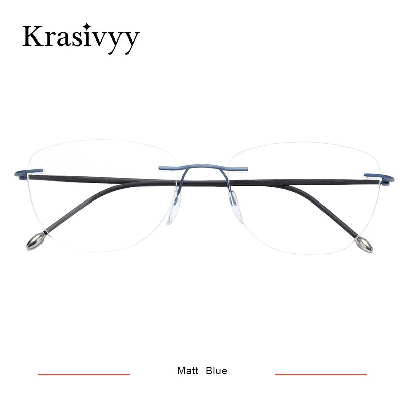 Krasivyy Women's Rimless Square Screwless Titanium Eyeglasses Kr16019 Rimless Krasivyy Matt Blue  