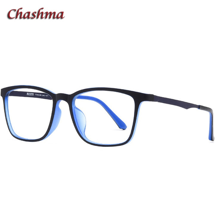 Chashma Ochki Unisex Large Round Square  Tt 90 Titanium Eyeglasses 8808 Frame Chashma Ochki Black Blue  