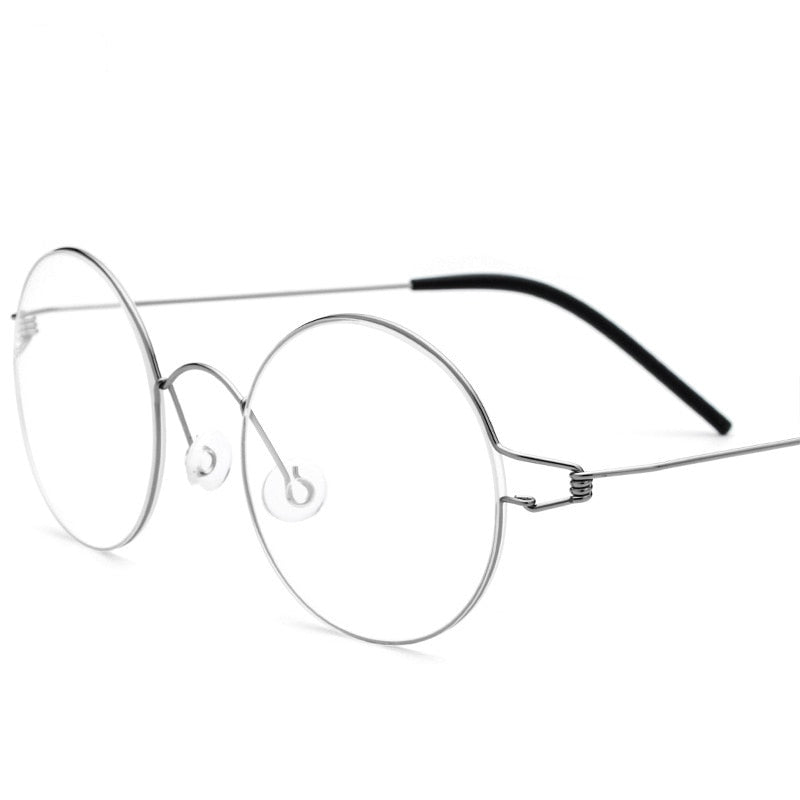 Yimaruili Unisex Full Rim Screwless Titanium Alloy Round Frame Eyeglasses 28607 Full Rim Yimaruili Eyeglasses   