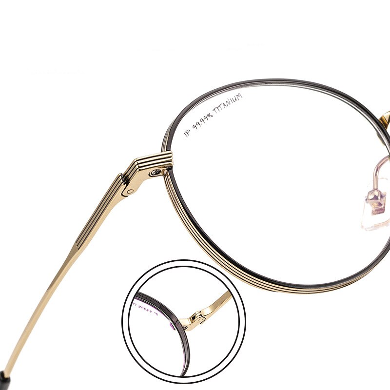 Yimaruili Unisex Full Rim Titanium Frame Round Eyeglasses 17104 Full Rim Yimaruili Eyeglasses   