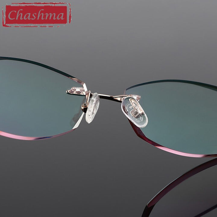 Women's Diamond Cut Rimless Titanium Frame Eyeglasses 52008 Rimless Chashma   