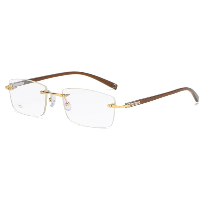 Zirosat 77003 Unisex Eyeglasses Rectangle Titanium Alloy Rimless Rimless Zirosat golden brown  