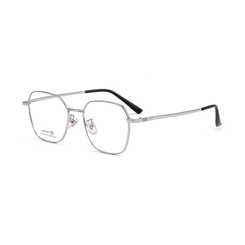 Hotochki Unisex Full Rim Polygon Memory Alloy Frame Eyeglasses 68013 Full Rim Hotochki Silver  