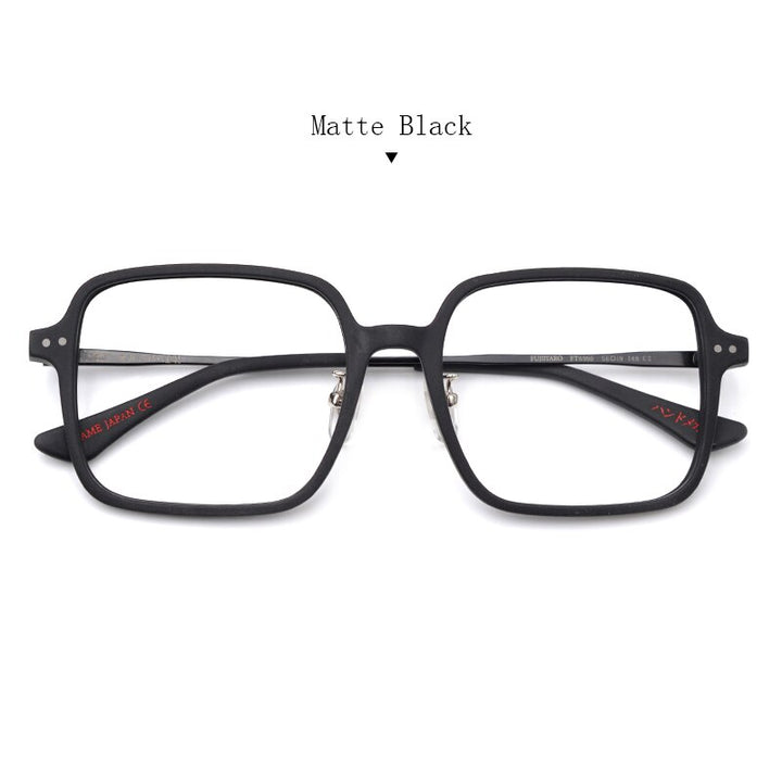 Hdcrafter Unisex Full Rim Square Wood Acetate Frame Eyeglasses 8990 Full Rim Hdcrafter Eyeglasses Matte Black  