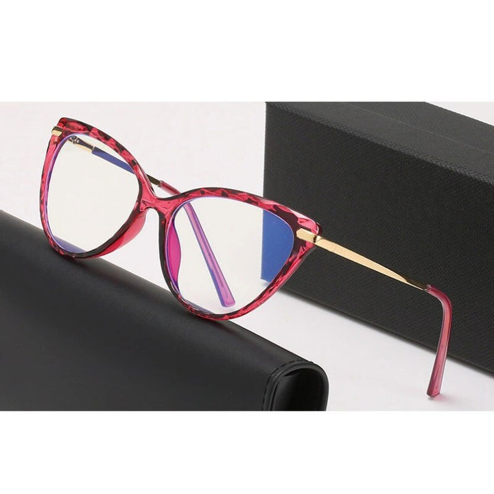 Handoer Women's Full Rim Cat Eye Tr 90 Alloy Eyeglasses 9013 Full Rim Handoer Red  