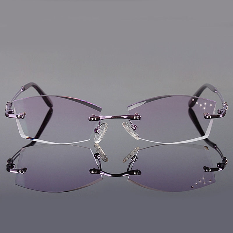 Chashma Ottica Women's Rimless Irregular Square Titanium Eyeglasses Tinted Lenses 1005 Rimless Chashma Ottica   