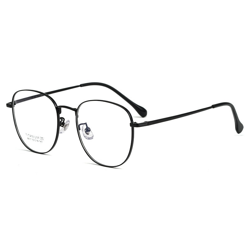 Yimaruili Unisex Full Rim Round Titanium IP Plated Frame Eyeglasses 8617F Full Rim Yimaruili Eyeglasses Black  