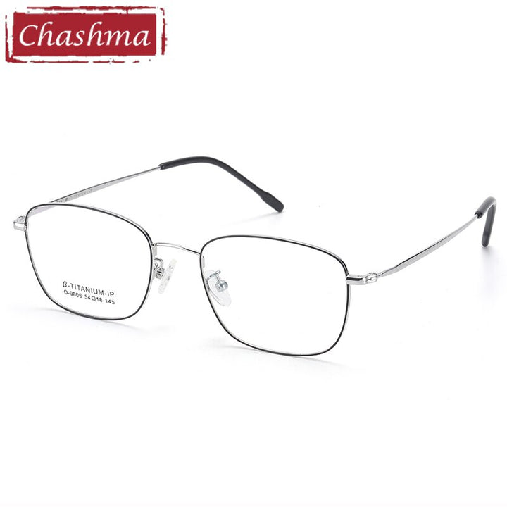 Unisex Oval Full Rim Titanium Frame Eyeglasses 0806 Full Rim Chashma Black Silver  