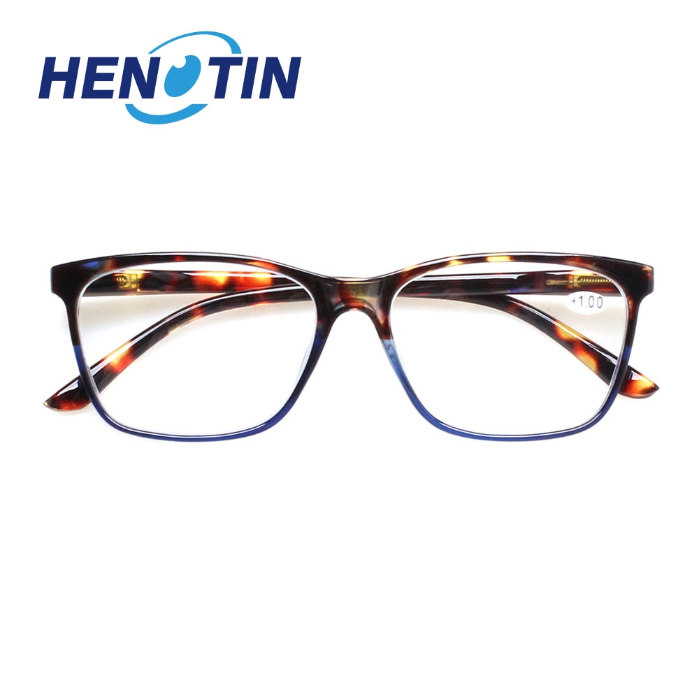 Henotin Unisex Reading Glasses Eyeglasses Stylish Rectangular Spring Hinge Diopter 3.50 To 6.00 Reading Glasses Henotin +350 blue 