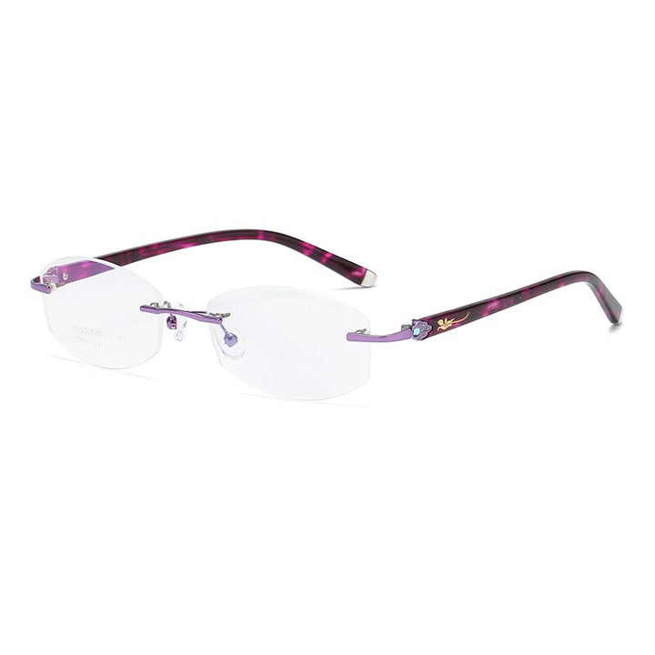 Zirosat 58069 Women's Eyeglasses Alloy Tint Lenses Diamond Cutting Rimless Titanium Rimless Zirosat purple  