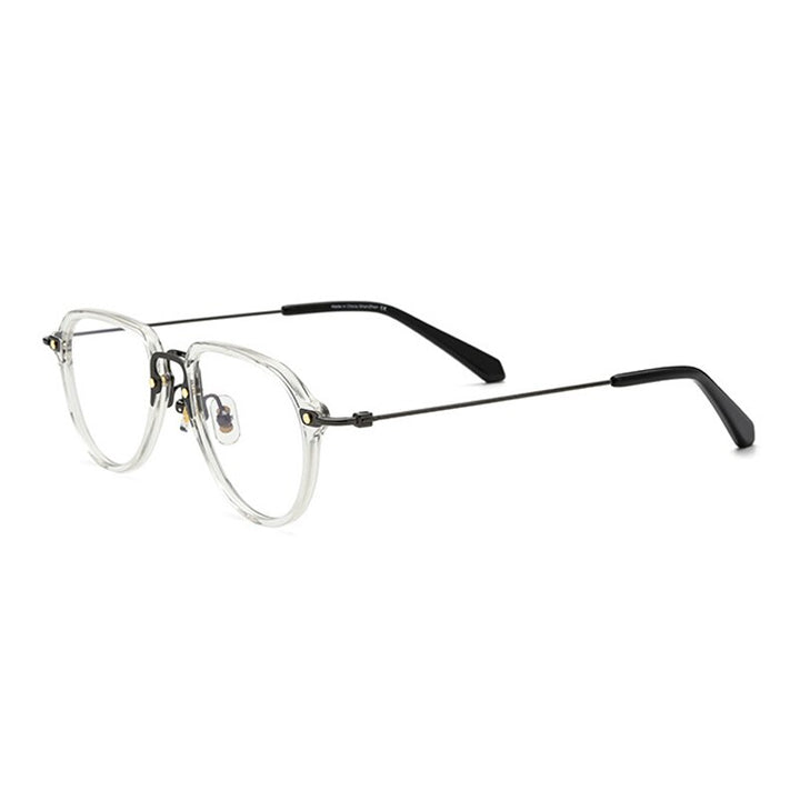 Gatenac Unisex Full Rim Square Acetate Titanium Frame Eyeglasses Gxyj631 Full Rim Gatenac 2  