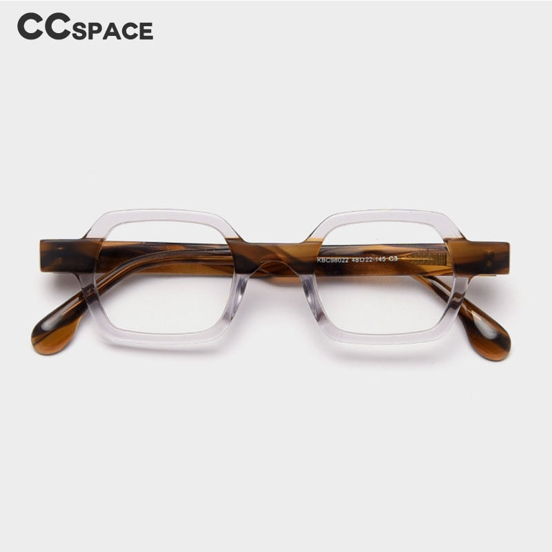CCSpace Unisex Full Rim Polygon Acetate Frame Eyeglasses 49804 Full Rim CCspace   