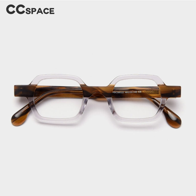 CCspace Unisex Full Rim Polygon Acetate Frame Eyeglasses 49804 Full Rim CCspace   