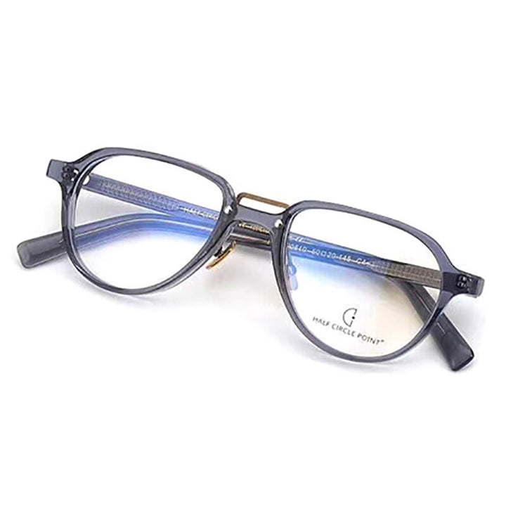 Aissuarvey Round Light Acetate Full Rim Double Bridge Frame Eyeglasses Full Rim Aissuarvey Eyeglasses gray  
