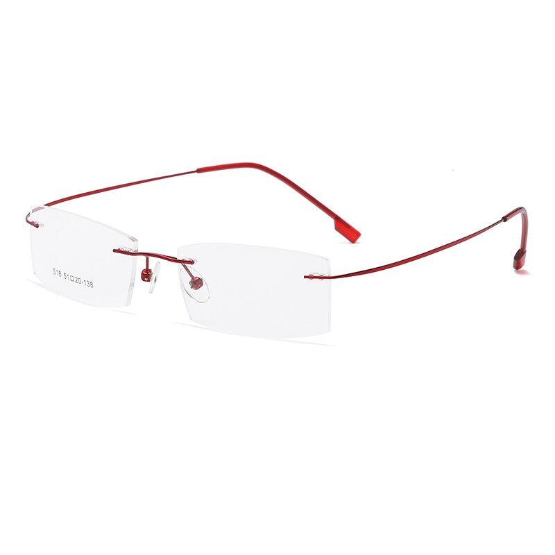 Zirosat 518 Women's Eyeglasses Memory Titanium Rimless Rimless Zirosat red  