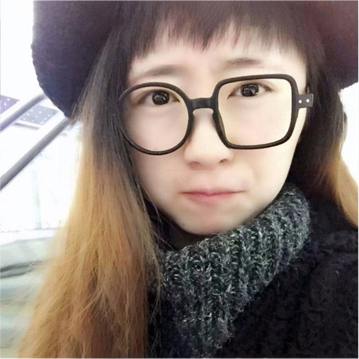 Unisex Eyeglasses Ultra-light Frame One Round One Square Frame Cubojue no function lens 0 matte black 