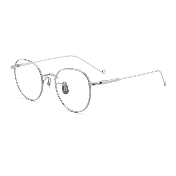 Aissuarvey Round Full Rim Titanium Frame Eyeglasses Unisex Full Rim Aissuarvey Eyeglasses Silver  