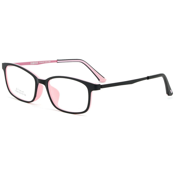 KatKani Women's Full Rim TR 90 Resin β Titanium Frame Eyeglasses Y2009 Full Rim KatKani Eyeglasses Black Pink  