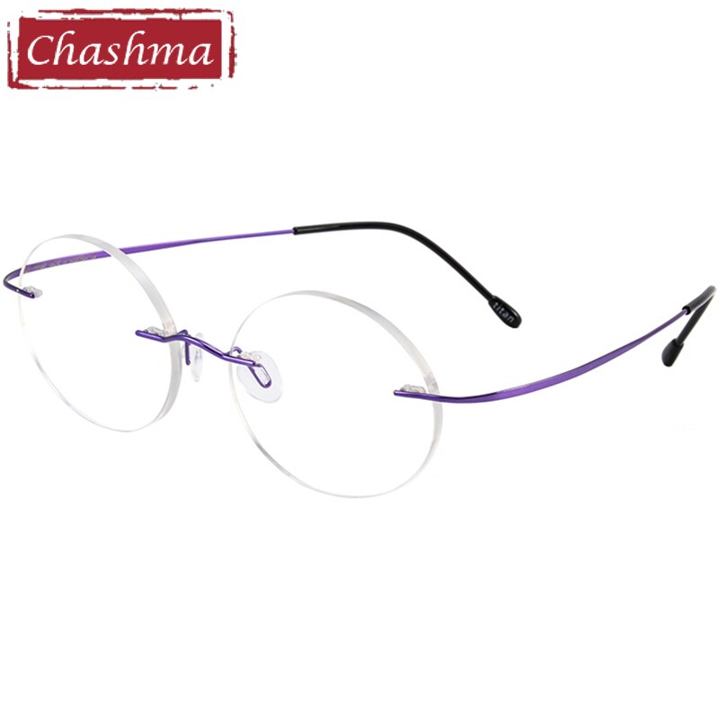 Chashma Ochki Women's Rimless Octagon Polygon Titanium Eyeglasses Slty160161 Rimless Chashma Ochki Purple  