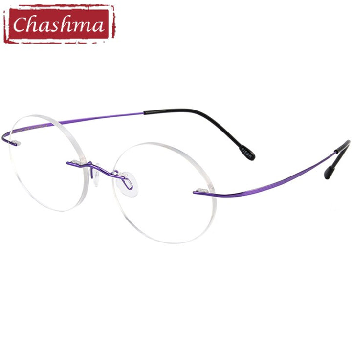Chashma Ochki Women's Rimless Octagon Polygon Titanium Eyeglasses Slty160161 Rimless Chashma Ochki Purple  
