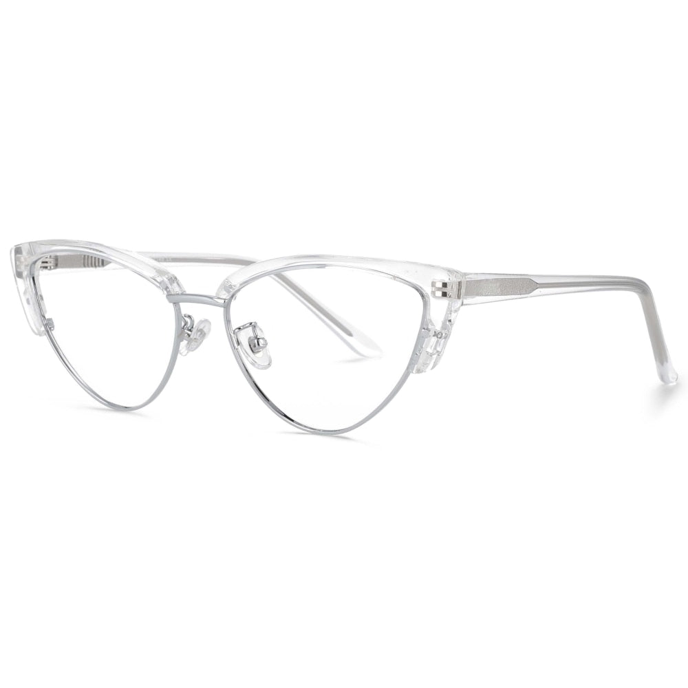 CCspace Unisex Full Rim Cat Eye Tr 90 Titanium Frame Eyeglasses 53840 Full Rim CCspace clear  