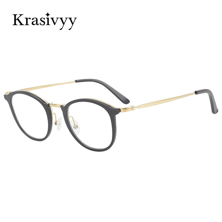 Krasivyy Men's Full Rim Round Square Acetate Titanium Eyeglasses Kr16067 Full Rim Krasivyy   