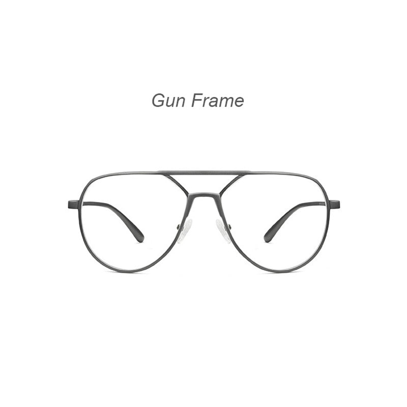 Hdcrafter Unisex Full Rim Square Round Aluminum Magnesium Alloy Frame Eyeglasses 8685 Full Rim Hdcrafter Eyeglasses Gun  