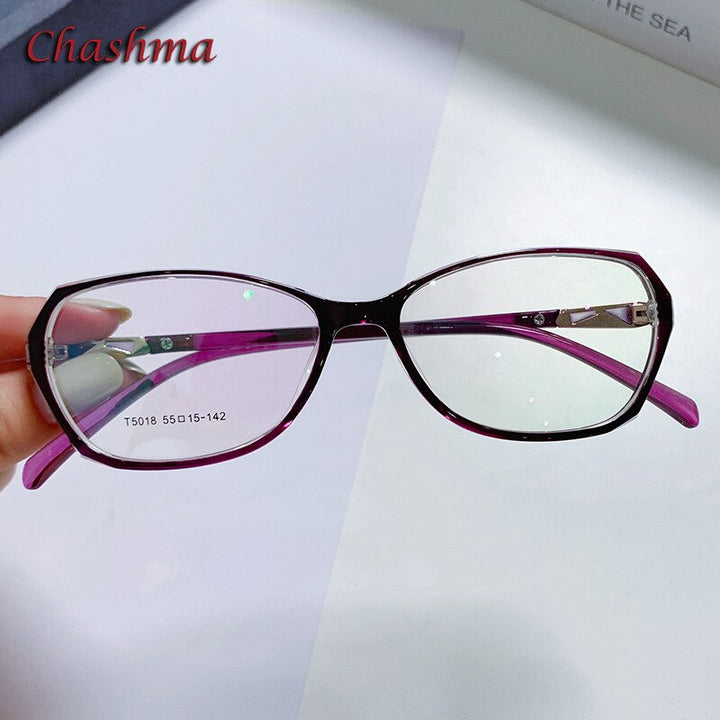 Chashma Ottica Women's Full Rim Square Tr 90 Titanium Eyeglasses 8015 Full Rim Chashma Ottica Purple  