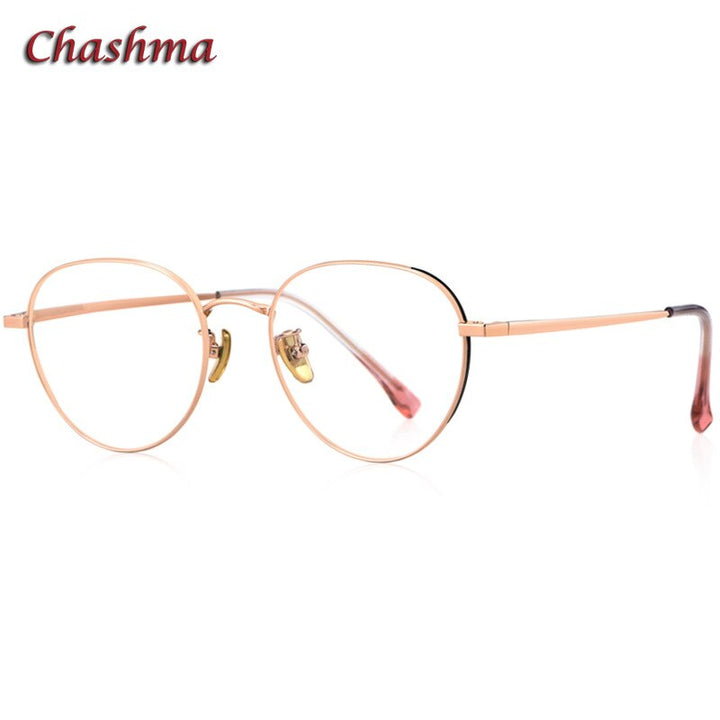 Chashma Ochki Unisex Full Rim Round Titanium Eyeglasses 3927 Full Rim Chashma Ochki Rose Gold  