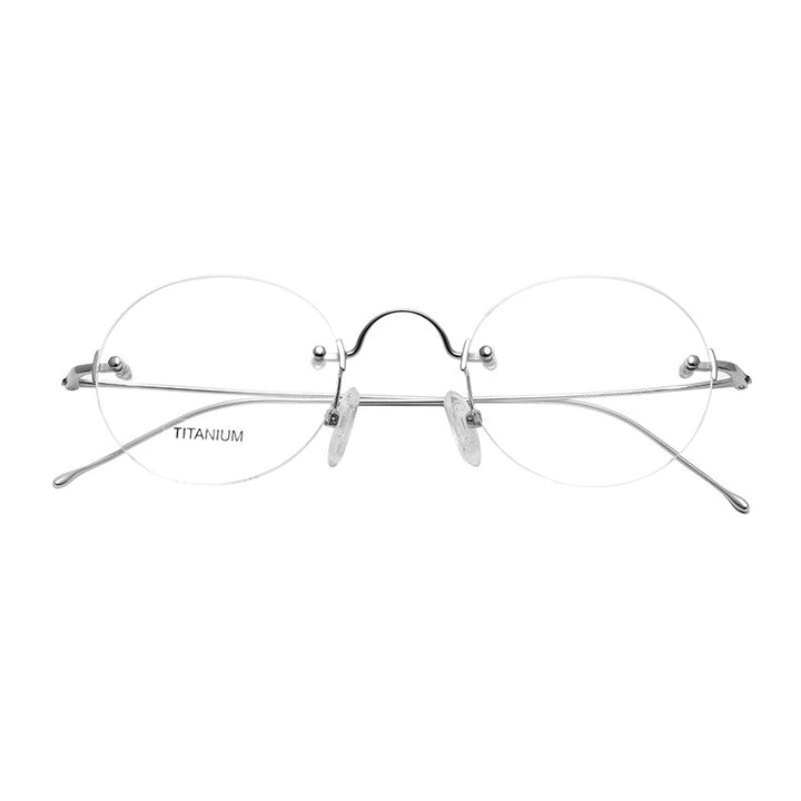 Aissuarvey Titanium Rimless Frame Round Eyeglasses Unisex Rimless Aissuarvey Eyeglasses   