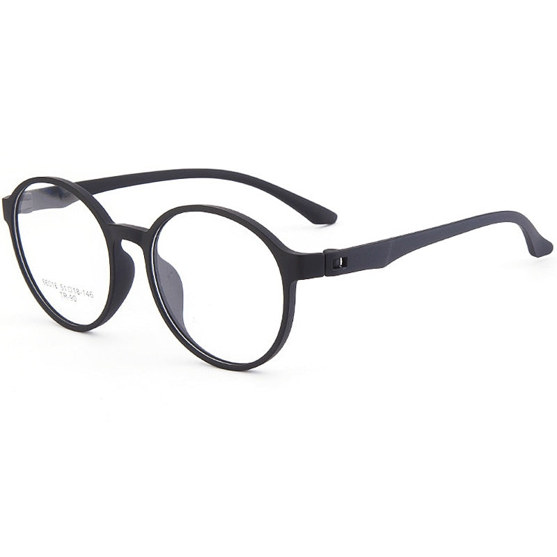 KatKani Unisex Full Rim Round TR 90 Resin Screwless Frame Eyeglasses Full Rim KatKani Eyeglasses Black  