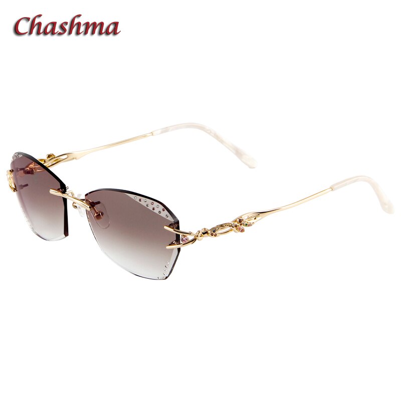 Chashma Ochki Women's Rimless Irregular Square Titanium Eyeglasses Tinted Lenses 8036c Rimless Chashma Ochki   