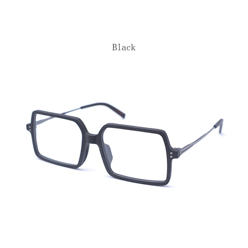 Hdcrafter Unisex Full Rim Oversized Square Wood Frame Eyeglasses Ft8890 Full Rim Hdcrafter Eyeglasses Black  