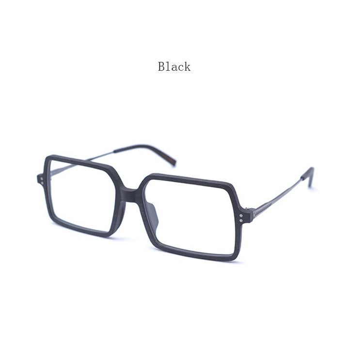 Hdcrafter Unisex Full Rim Oversized Square Wood Frame Eyeglasses Ft8890 Full Rim Hdcrafter Eyeglasses Black  