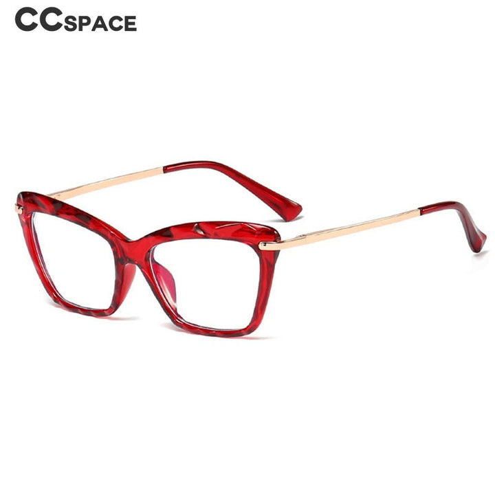 CCSpace Women's Full Rim Rectangle Cat Eye Resin Alloy Frame Eyeglasses 45591 Full Rim CCspace C7 Red  