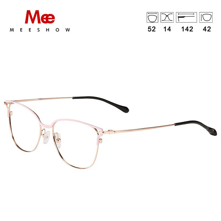 Meeshow Women's Full Rim Cat Eye Titanium Alloy Eyeglasses 1811 Frame MeeShow   