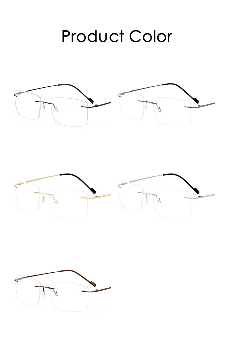 KatKani Men's Rimless Alloy Square Frame Eyeglasses 6043 Rimless KatKani Eyeglasses   