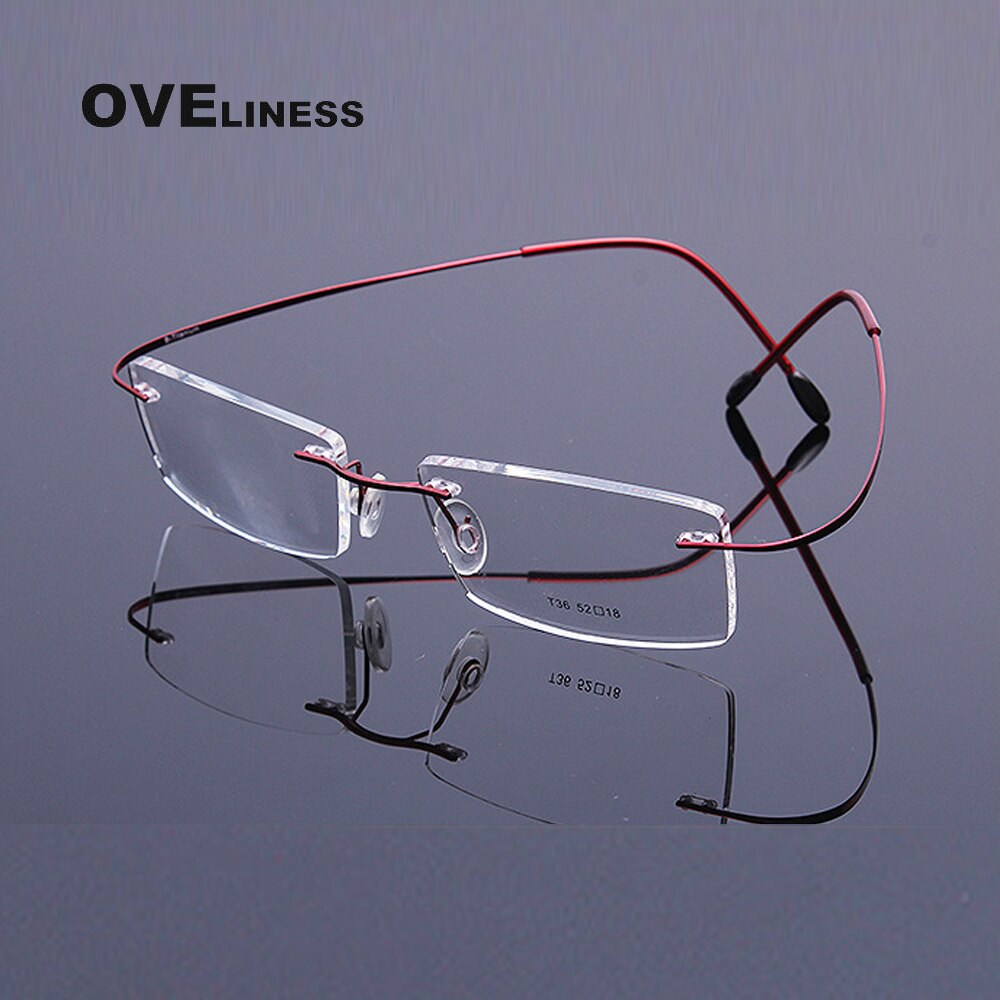 Oveliness Unisex Rimless Rectangle Titanium Eyeglasses Olp002 Rimless Oveliness   