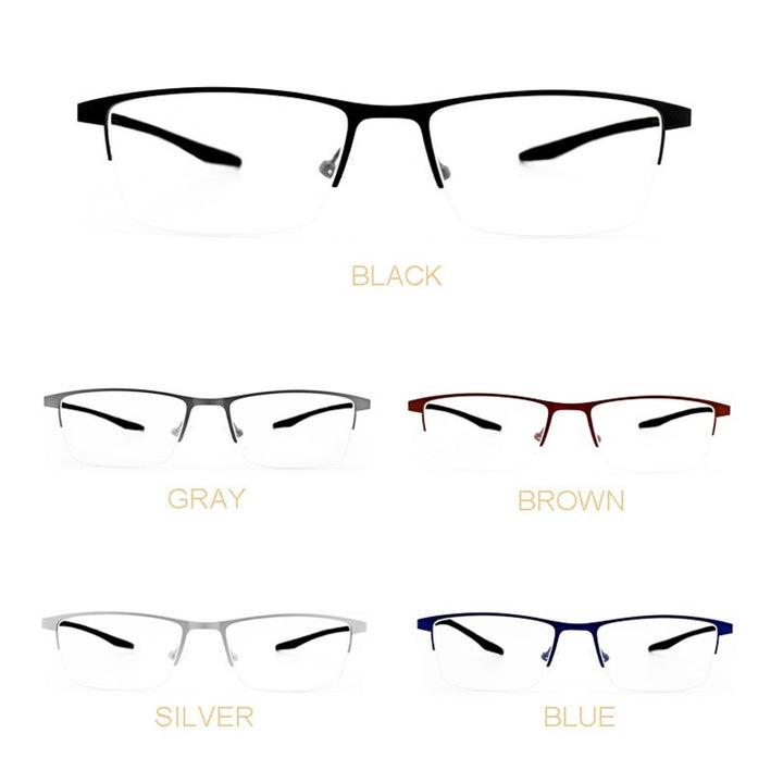 Aissuarvey Semi Rim Rectangle Alloy Frame Eyeglasses Men's Semi Rim Aissuarvey Eyeglasses gray  