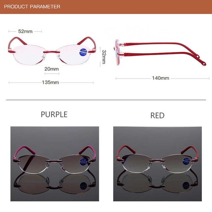 Elbru Anti Blue Ray Reading Glasses Women Diamond Cutting Hyperopia Glasses +0 +1.0 +1.5 +2.0 +2.5 +3.0 +3.5 + 4.0 Reading Glasses Elbru   