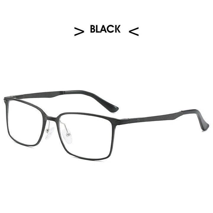 Hdcrafter Men's Full Rim Square Alloy Frame Eyeglasses P6302 Full Rim Hdcrafter Eyeglasses BLACK  