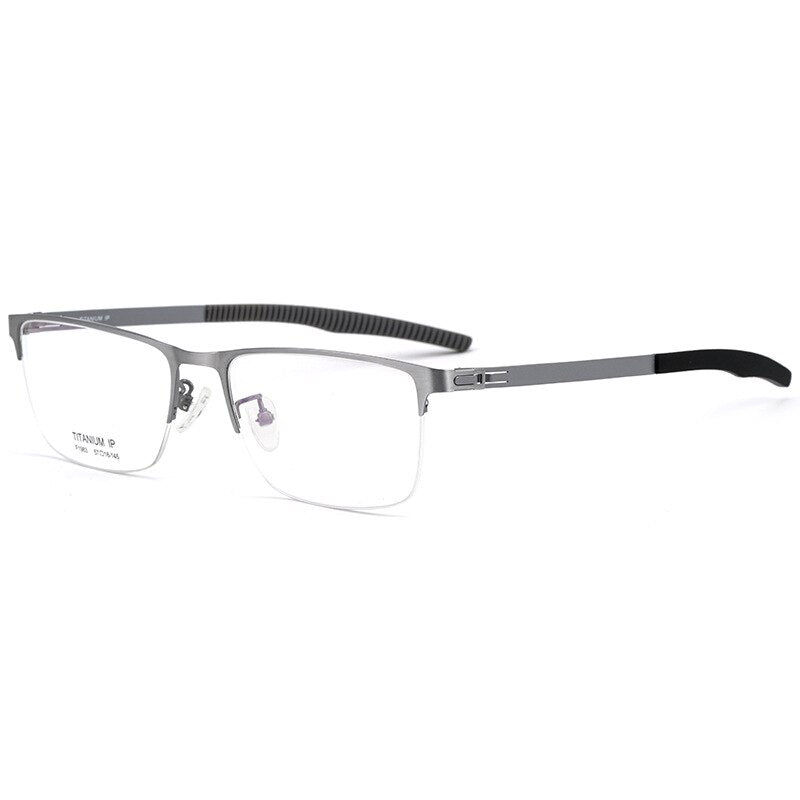 Hotochki Men's Semi Rim TitaniumAlloy IP Plated Frame Eyeglasses F1983 Semi Rim Hotochki Silver  