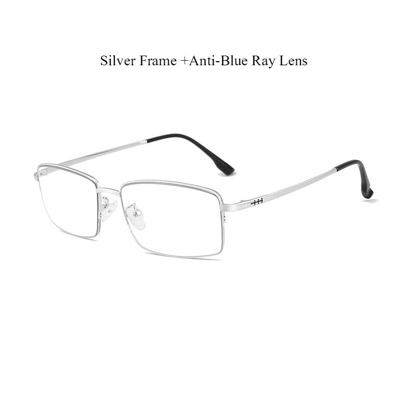 Hdcrafter Unisex Full Rim Rectangle Square Alloy Frame Eyeglasses 2332 Full Rim Hdcrafter Eyeglasses Silver  