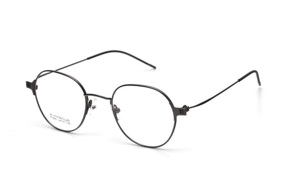 Muzz Men's Full Rim Round Square Titanium Frame Eyeglasses 9283 Full Rim Muzz DARK GREY  