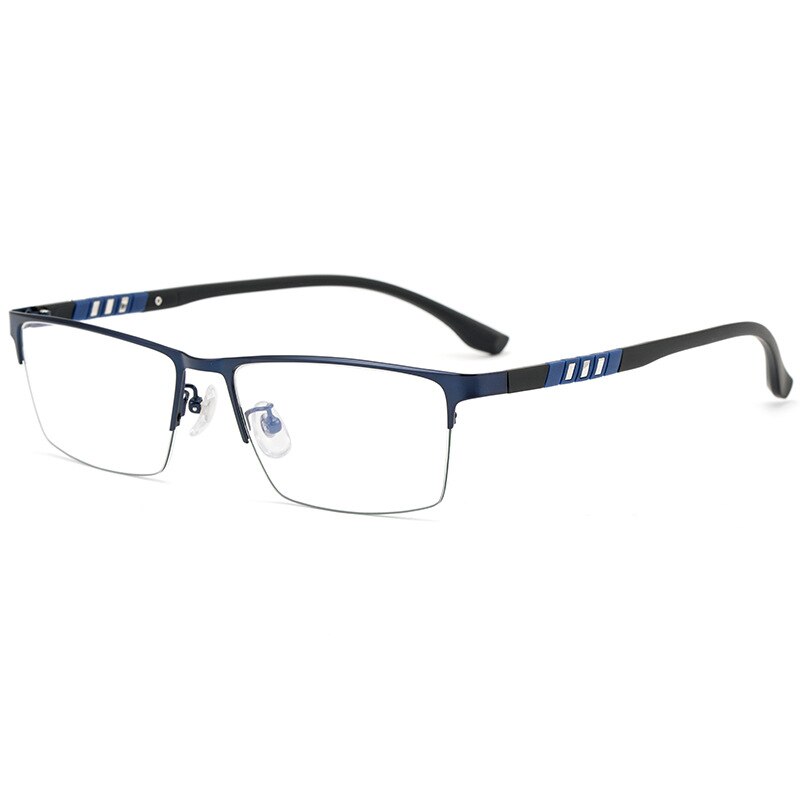 Yimaruili Men's Semi Rim Titanium Alloy Frame Eyeglasses P9806 Semi Rim Yimaruili Eyeglasses Blue  