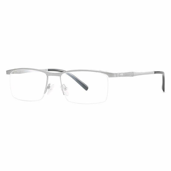 Hotochki Unisex Semi Rim Aluminum Magnesium Alloy Frame Eyeglasses 6303 Semi Rim Hotochki Silver  