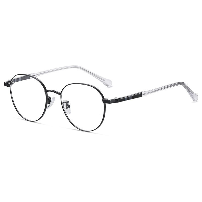 Handoer Unisex Full Rim Round Acetate Alloy Eyeglasses 1922 Full Rim Handoer Black  